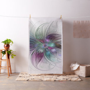 Colourful Abstract Flower Modern Floral Fractal Ar Fabric