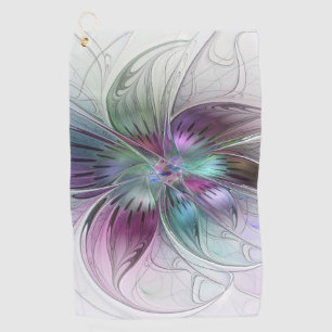 Colourful Abstract Flower Modern Floral Fractal Ar Golf Towel