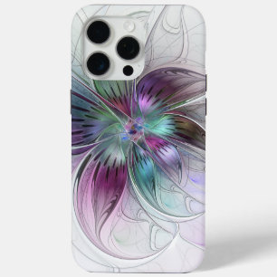 Colourful Abstract Flower Modern Floral Fractal Ar iPhone 15 Pro Max Case