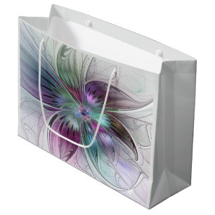 Colourful Abstract Flower Modern Floral Fractal Ar Large Gift Bag