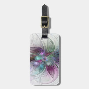 Colourful Abstract Flower Modern Floral Fractal Ar Luggage Tag