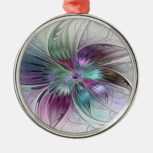 Colourful Abstract Flower Modern Floral Fractal Ar Metal Tree Decoration