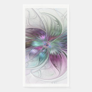 Colourful Abstract Flower Modern Floral Fractal Ar Napkin