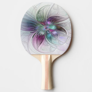 Colourful Abstract Flower Modern Floral Fractal Ar Ping Pong Paddle