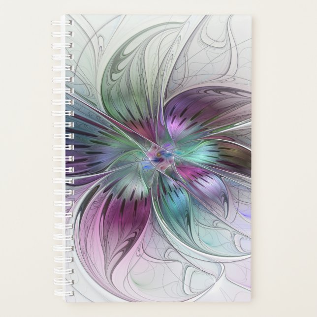Colourful Abstract Flower Modern Floral Fractal Ar Planner (Front)
