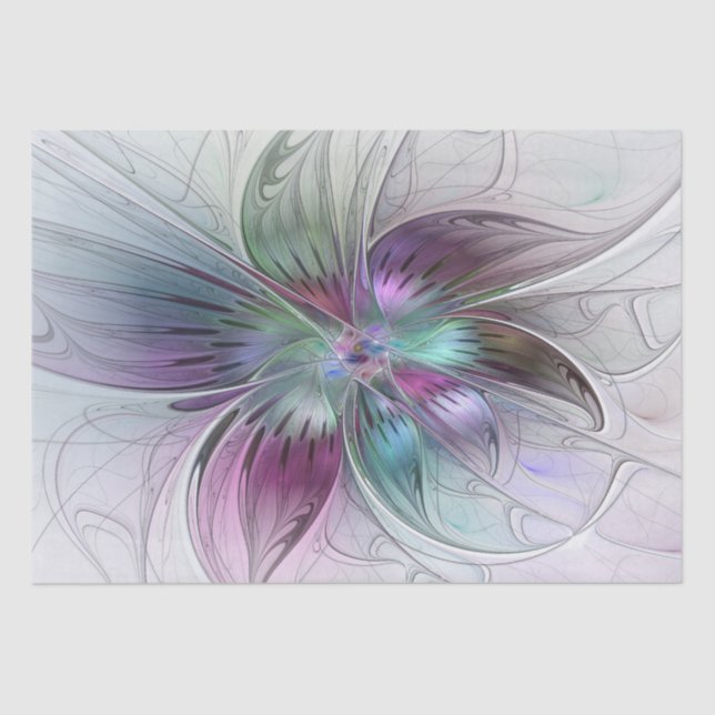Colourful Abstract Flower Modern Floral Fractal Ar Tissue Paper (Front)