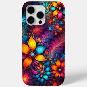 Colourful abstract, flower pattern iPhone 15 pro max case
