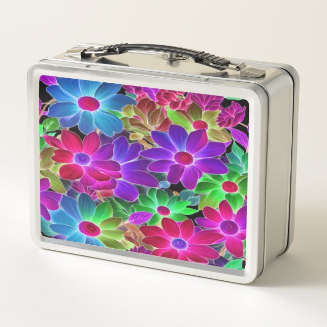 Colourful Abstract Flowers #229 - Metal Lunchbox (Back)