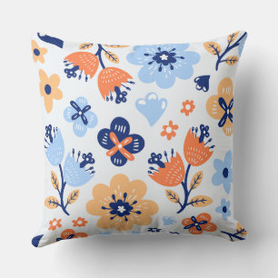 Colourful Abstract Flowers Cushion