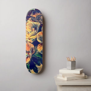 colourful abstract flowers nature original art   skateboard