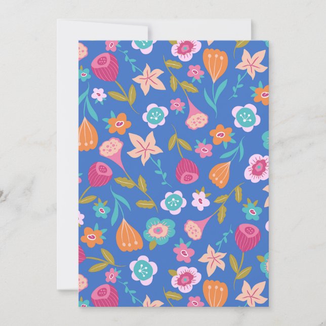 colourful abstract flowers pattern invitation (Front)