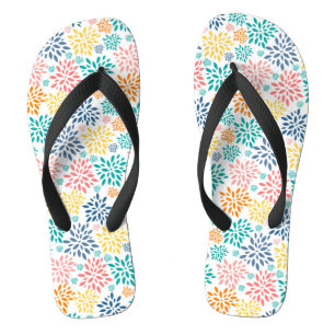 Colourful abstract flowers pattern jandals