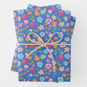 colourful abstract flowers pattern wrapping paper sheet