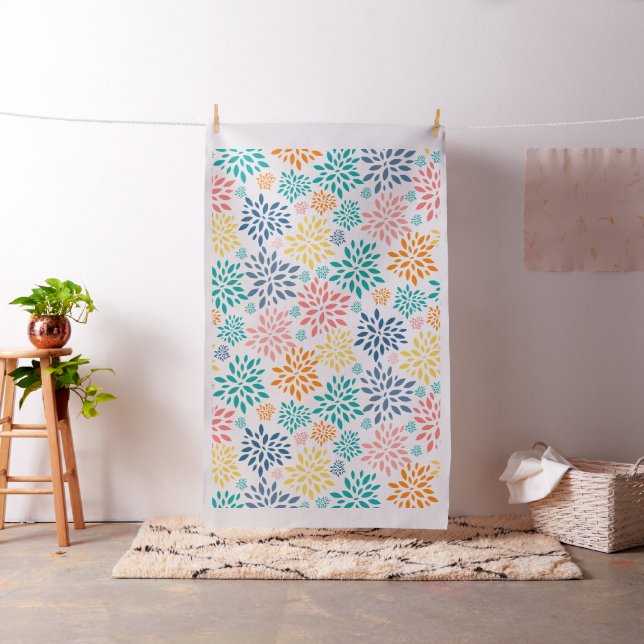 Colourful abstract flowers seamless pattern fabric (In Situ)