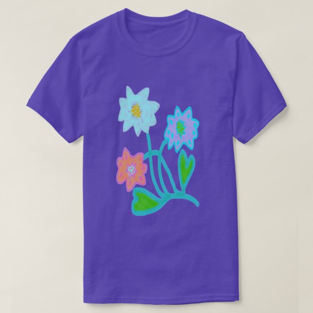 Colourful Abstract Flowers T-Shirt (Design Front)