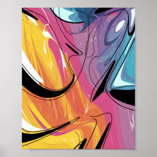 Colourful Abstract Fluid Art with Vibrant Waves Poster