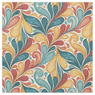 Colourful Abstract Fluidic Shapes Paisley Swirl Ar Fabric