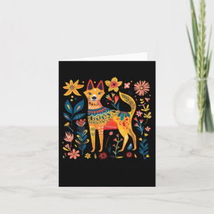 Colourful Abstract Folk Art Illustration Of A Dog Card