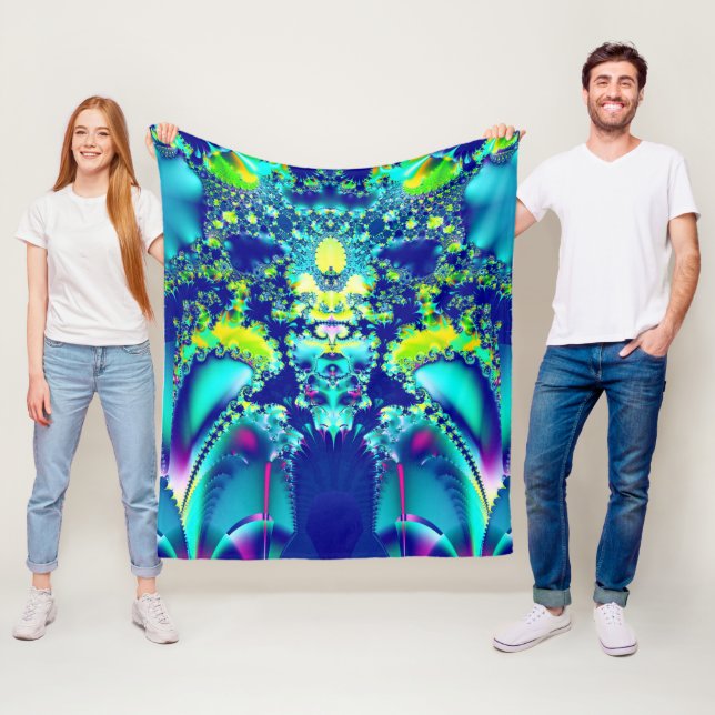 Colourful Abstract Fractal Art Fleece Blanket (In Situ)