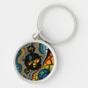 colourful abstract Fractal Butterfly Cacoon Key Ring