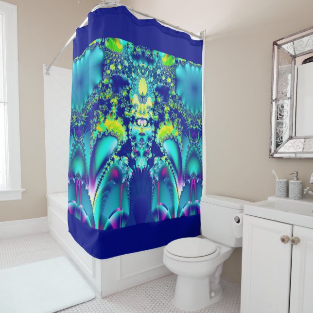 Colourful Abstract Fractal Shower Curtain (In Situ)