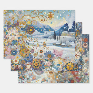 Colourful Abstract Fun Winter Wonderland Art Wrapping Paper Sheet