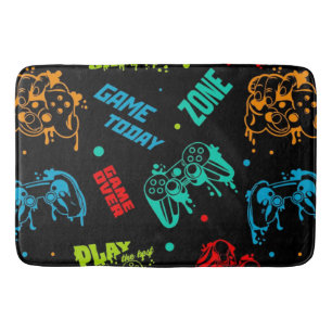Colourful Abstract Gamers Boy Bathroom Decor Bath Mat