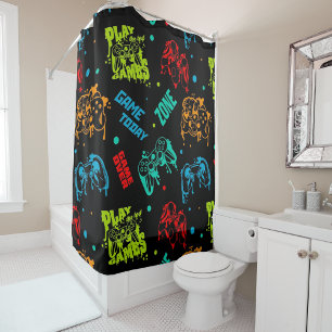 Colourful Abstract Gamers Boy Bathroom Decor Shower Curtain