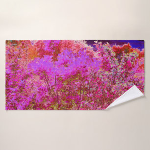 Colourful Abstract Garden with Purple Sunset Bath Towel