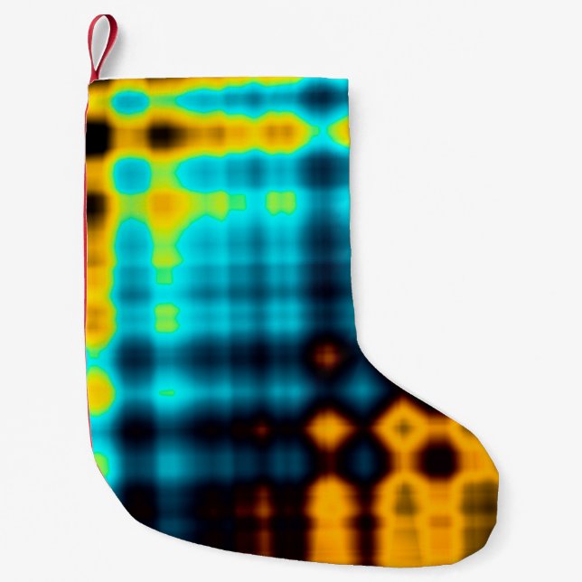 Colourful abstract geometric background with patte small christmas stocking (Front)