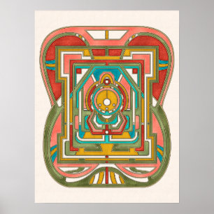 Colourful Abstract Geometric Butterfly Art Nouveau Poster