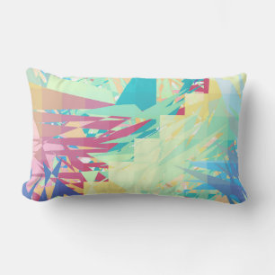 Colourful Abstract Geometric Chaos Seamless Patter Lumbar Cushion