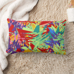 Colourful Abstract Geometric Chaos Seamless Patter Lumbar Cushion