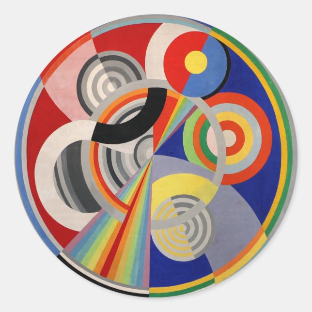 colourful abstract geometric circles 1930s paintin classic round sticker (Front)