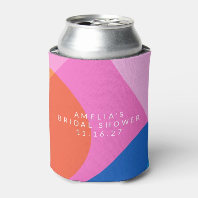Colourful Abstract Geometric Custom Bridal Shower Can Cooler (Can Front)