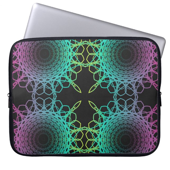 Colourful abstract geometric lace seamless pattern laptop sleeve (Front)