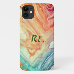 Colourful abstract geometric marble add name lette Case-Mate iPhone case