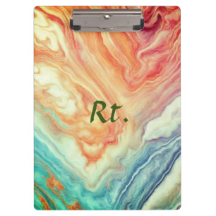 Colourful abstract geometric marble add name lette clipboard