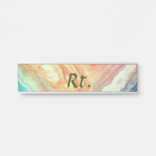 Colourful abstract geometric marble add name lette door sign
