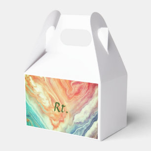 Colourful abstract geometric marble add name lette favour box