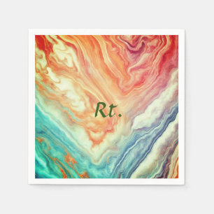 Colourful abstract geometric marble add name lette napkin