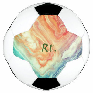Colourful abstract geometric marble add name lette soccer ball