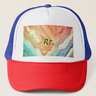 Colourful abstract geometric marble add name lette trucker hat