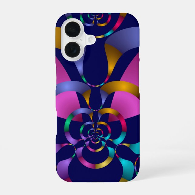 Colourful Abstract Geometric Pattern 70s iPhone 16 Case (Back)