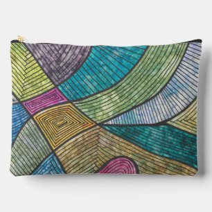 Colourful Abstract Geometric Pattern Curved Lines Accessory Pouch