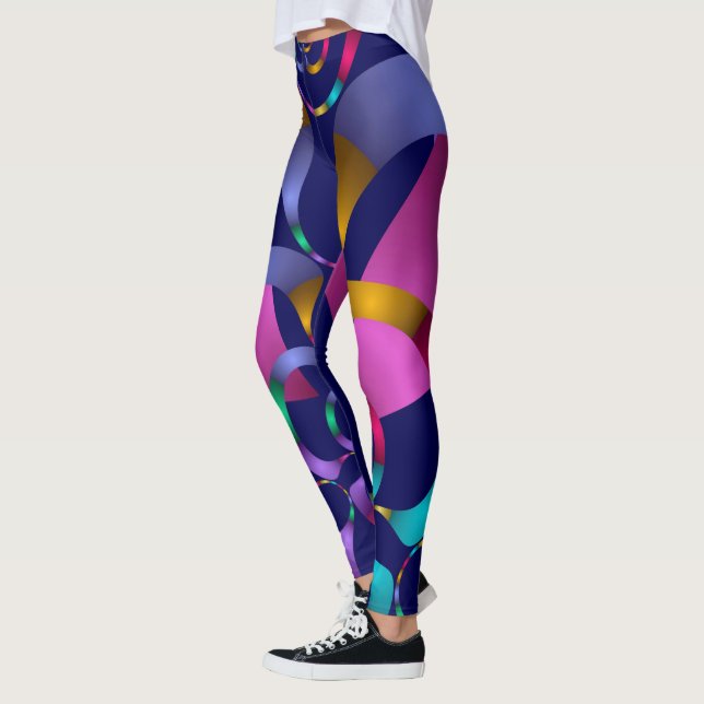 Colourful Abstract Geometric Pattern Leggings (Left)