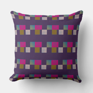 Colourful Abstract Geometric Pattern Purple Blue Cushion