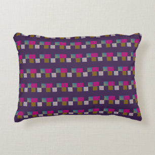 Colourful Abstract Geometric Pattern Purple Blue Decorative Cushion