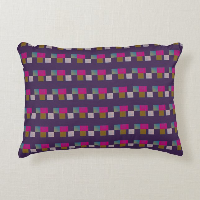 Colourful Abstract Geometric Pattern Purple Blue  Decorative Cushion (Front)