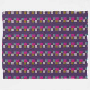 Colourful Abstract Geometric Pattern Purple Blue Fleece Blanket